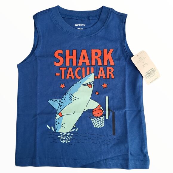 Carter's shark-tacular tank top blue Size 24 months - Picture 1 of 6